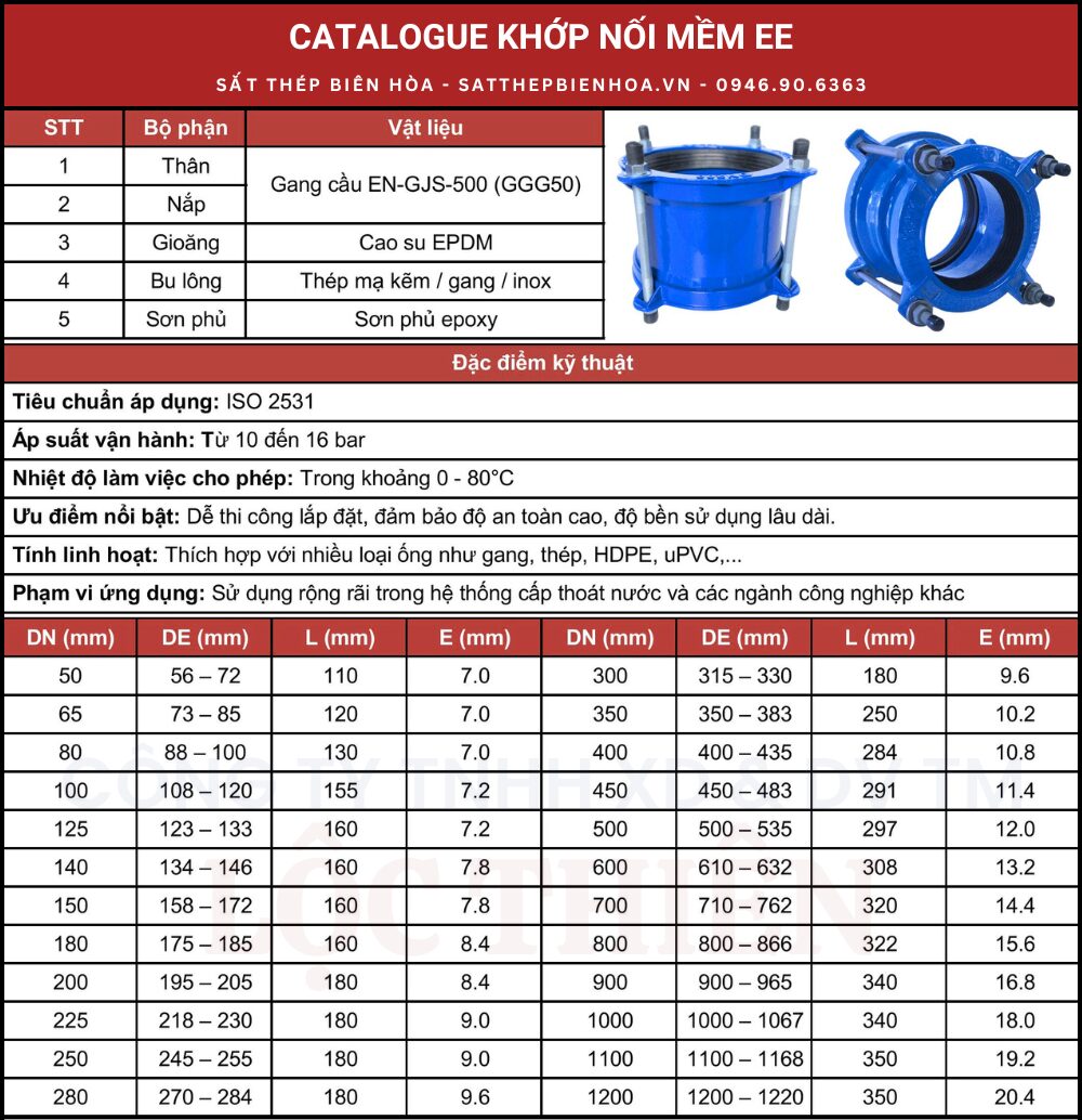 Catalogue khớp nối mềm EE