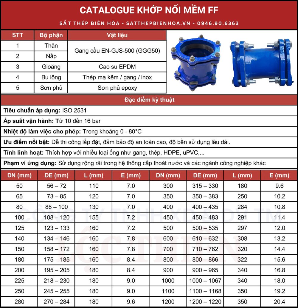 Catalogue khớp nối mềm FF