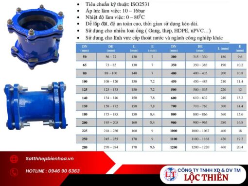 Hình ảnh quy cách của khớp nối mềm FF