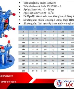 Hình ảnh quy cách của sản phẩm khớp nối mềm BE