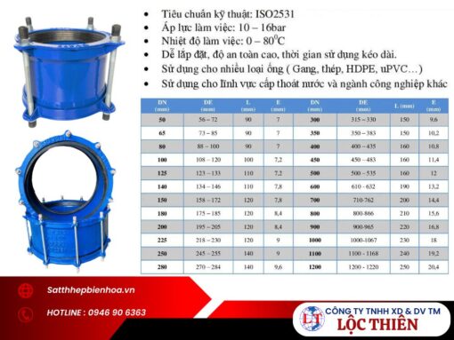 Hình ảnh quy cách khớp nối mềm EE