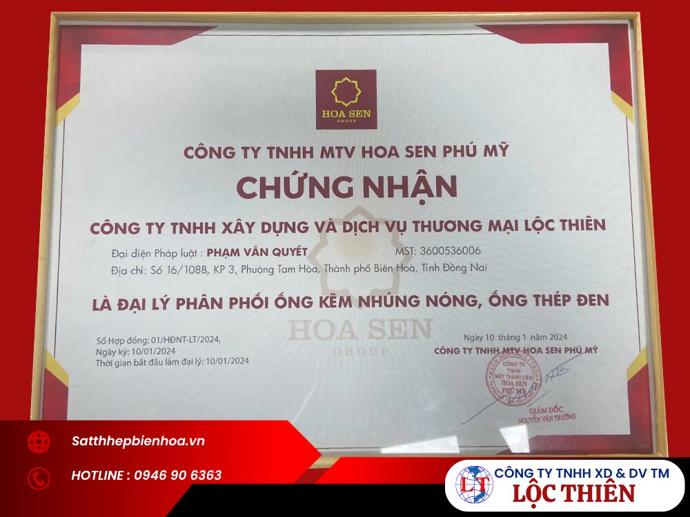 Sắt Thép Biên Hòa Đại lý cung cấp ống thép Hoa Sen chất lượng cao