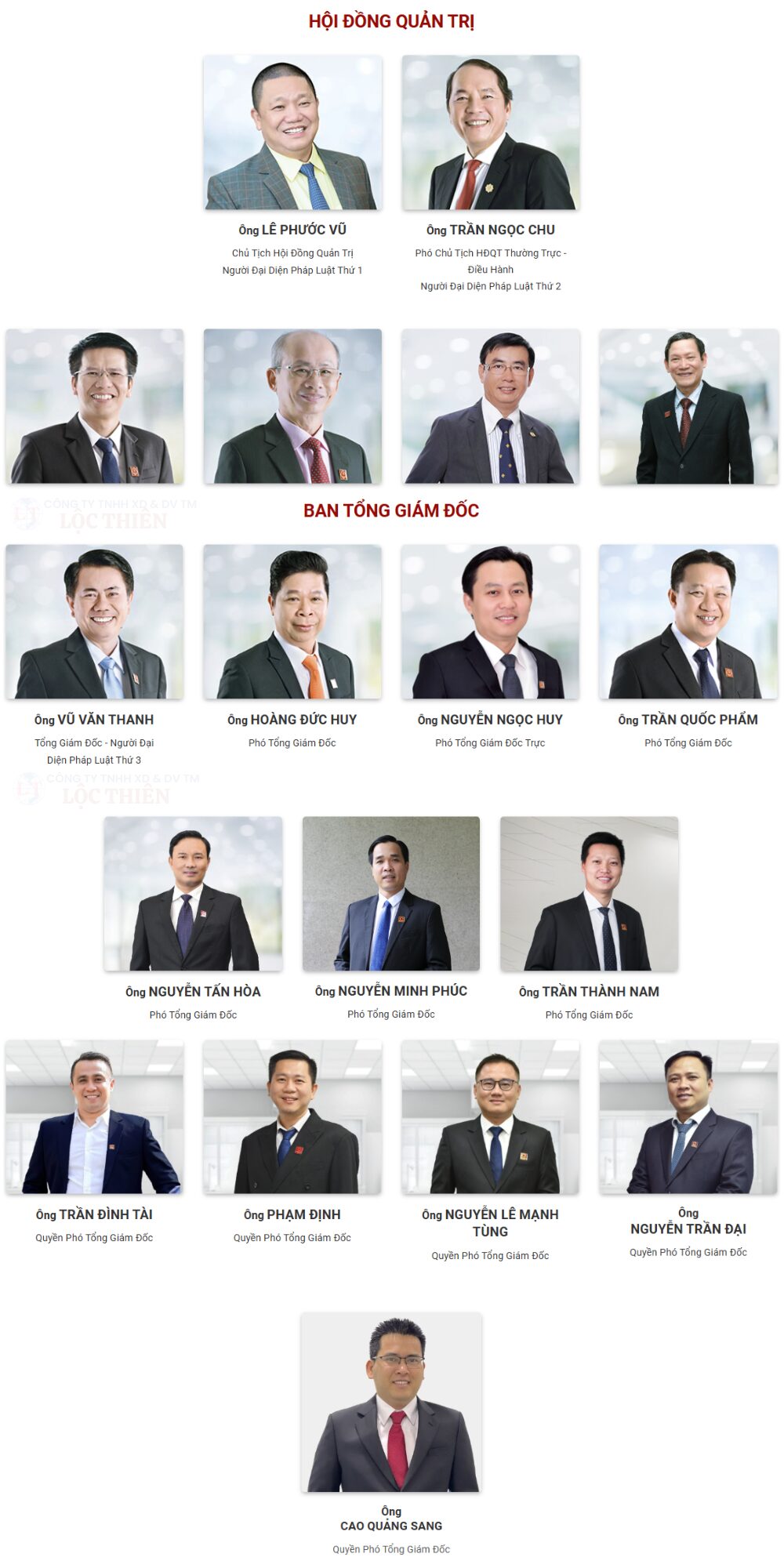Ban lãnh đạo của Tập đoàn Hoa Sen